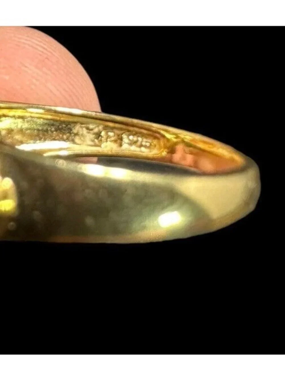 Signed Ross Simons 925 Ring Citrine Two Row Gold Over Sterling Band Size 10